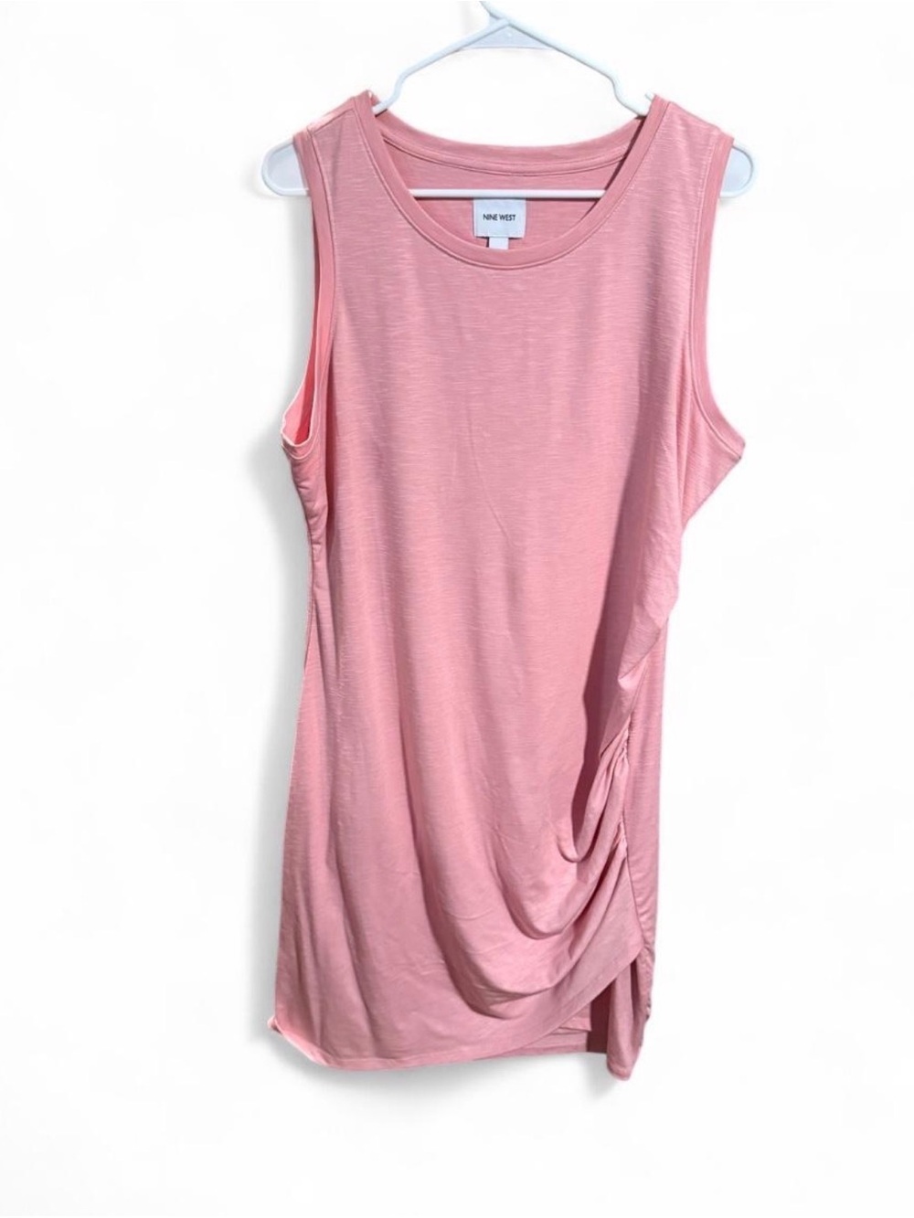 Nine West Dusty Pink Sleeveless Ruched Side Tank Dress